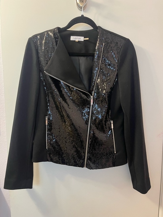 Calvin Klein Jackets & Blazers - Calvin Klein Black Sequin Moto-Style Blazer Jacket PTP 19/L 21
